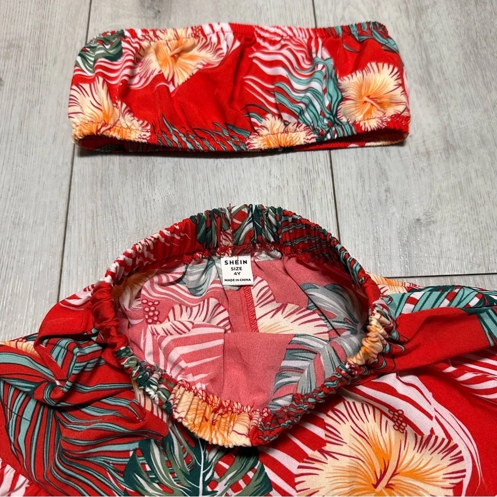 SHEIN Red Floral Two-Piece Set